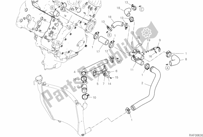Todas las partes para Circuito De Enfriamiento de Ducati Superbike Panigale V4 R USA 1000 2020